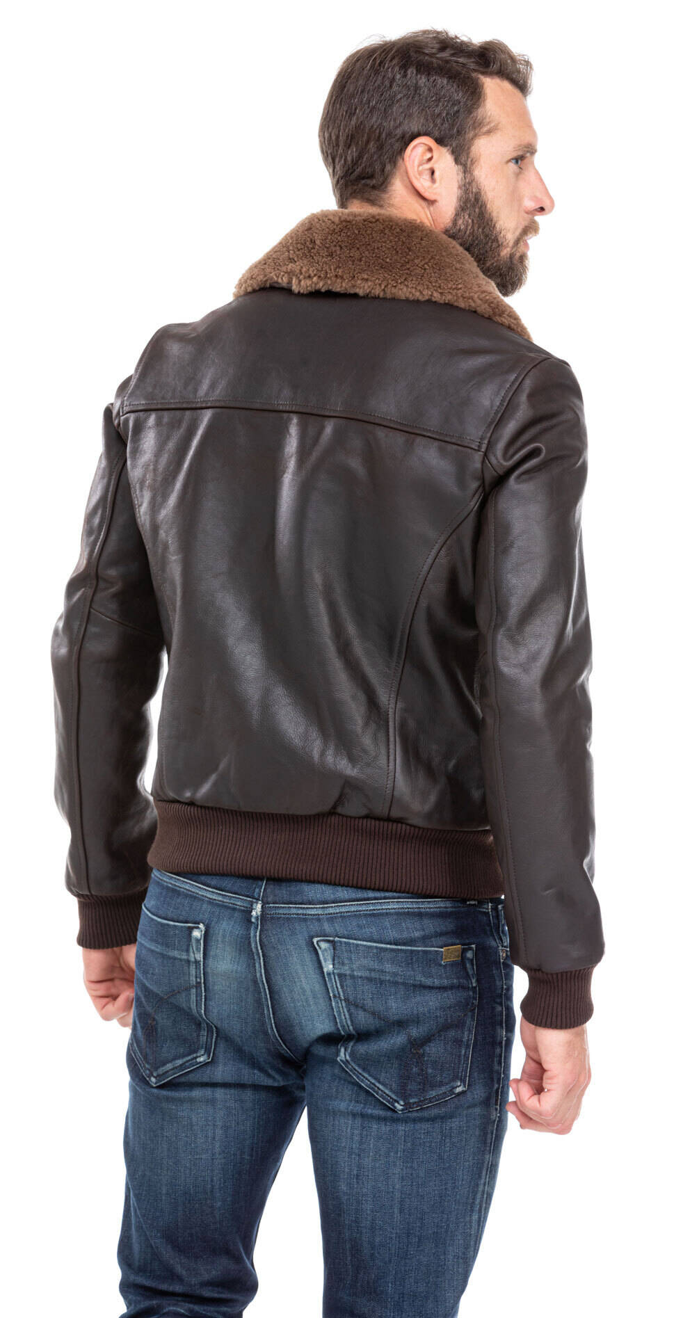 blouson cuir homme vachette marron 98 redskins style pilote (7)