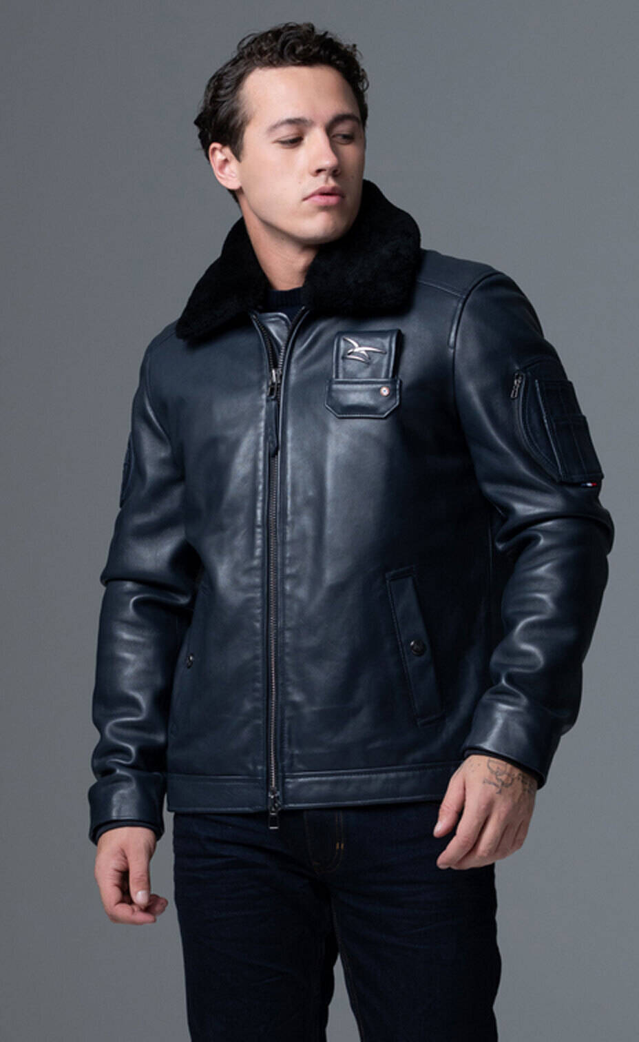 blouson cuir redskins patrouille de france jet atlas navy (9)