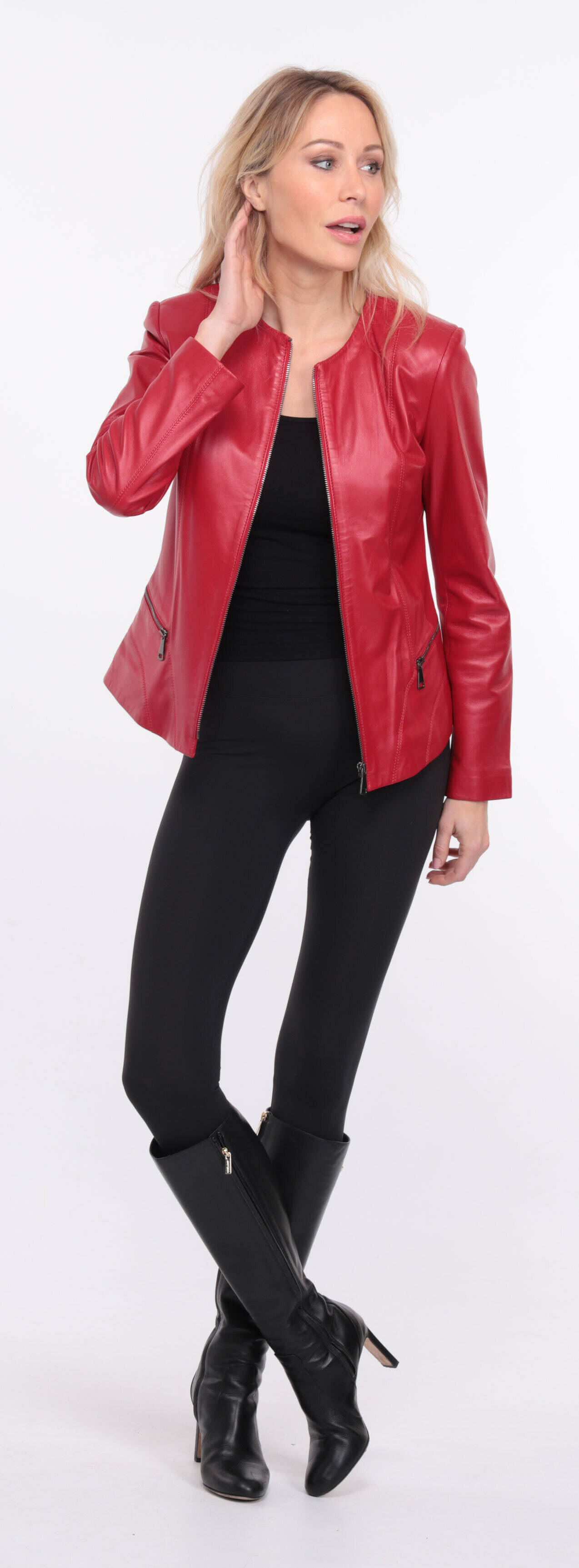 blouson cuir rouge chrsista (10)