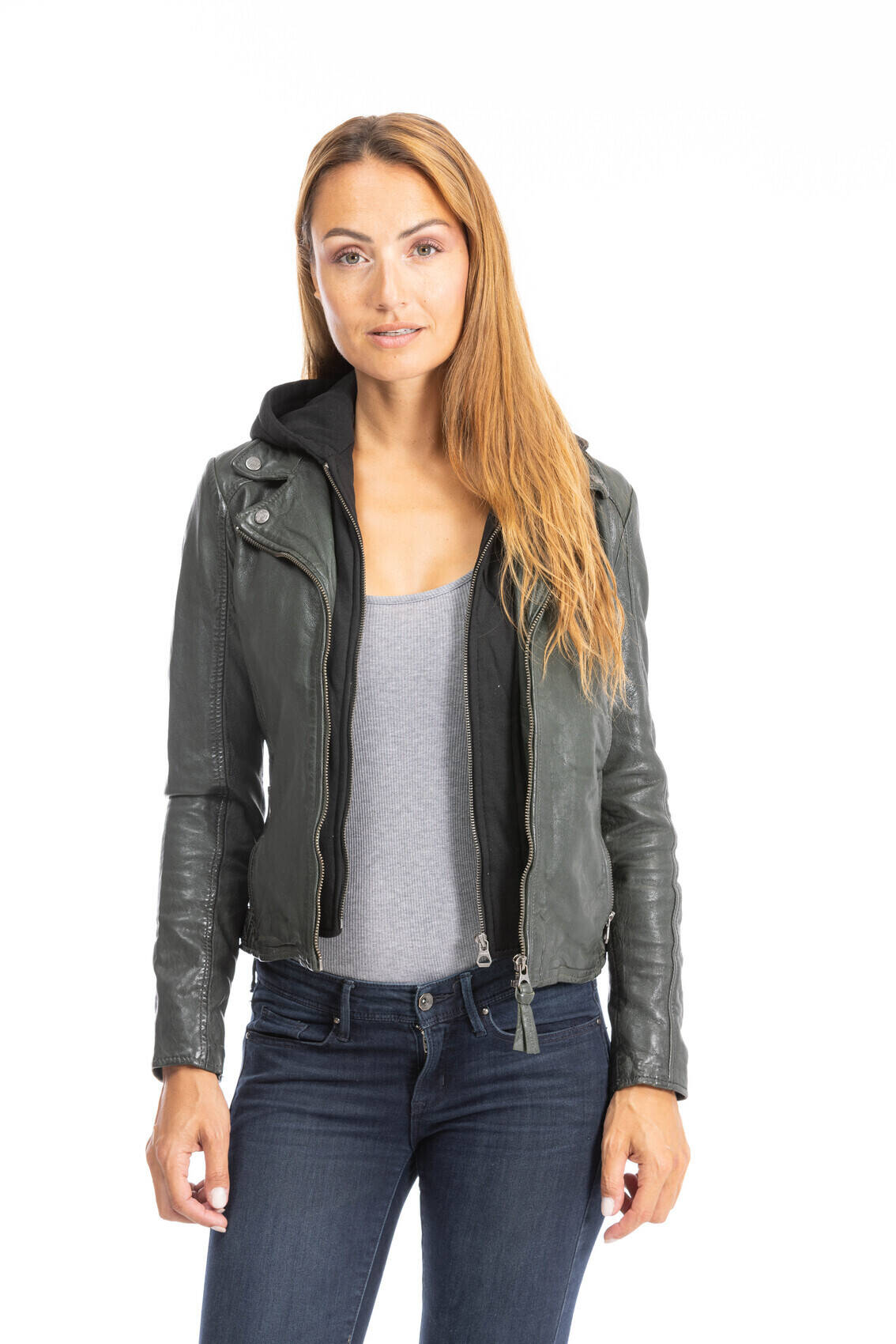 blouson cuir yvie olive (4)