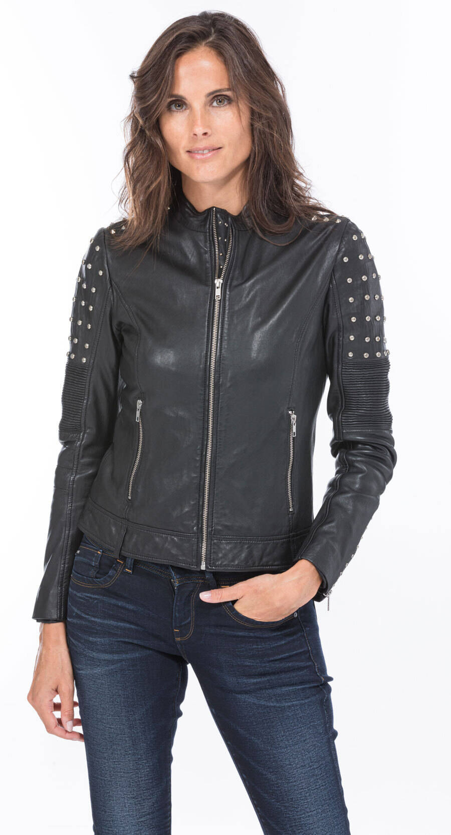 blouson en cuir d'agneau noir femme acelia (1)