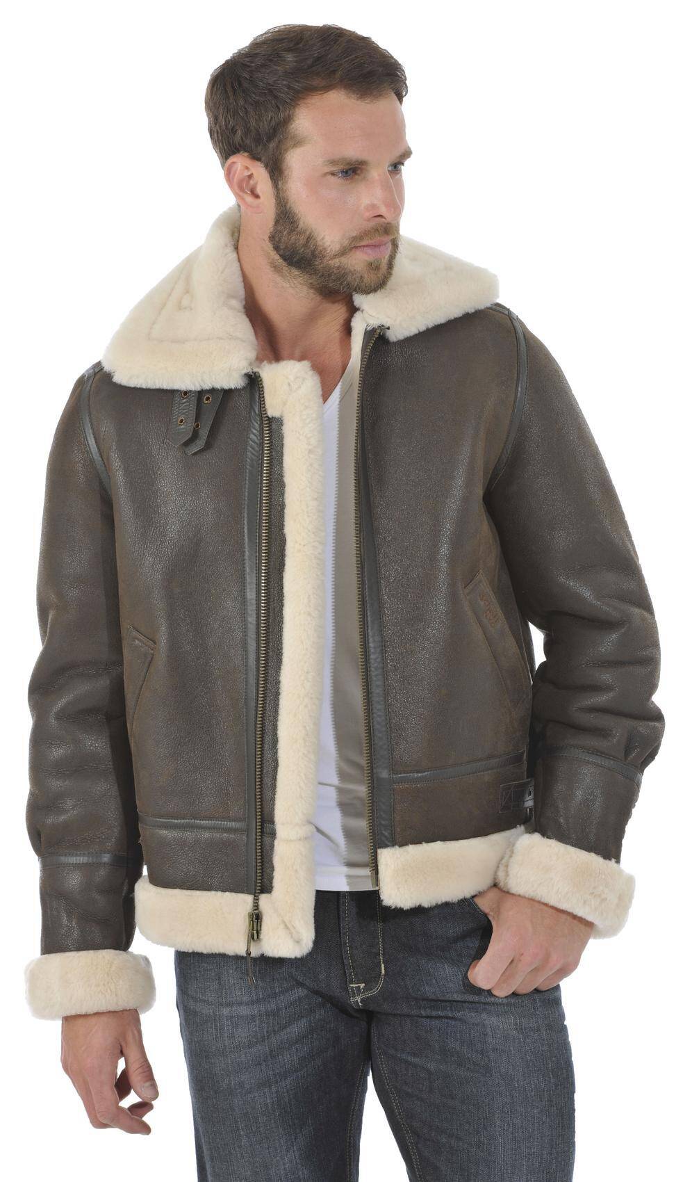 blouson cuir mouton homme style bombardier 1259 biais