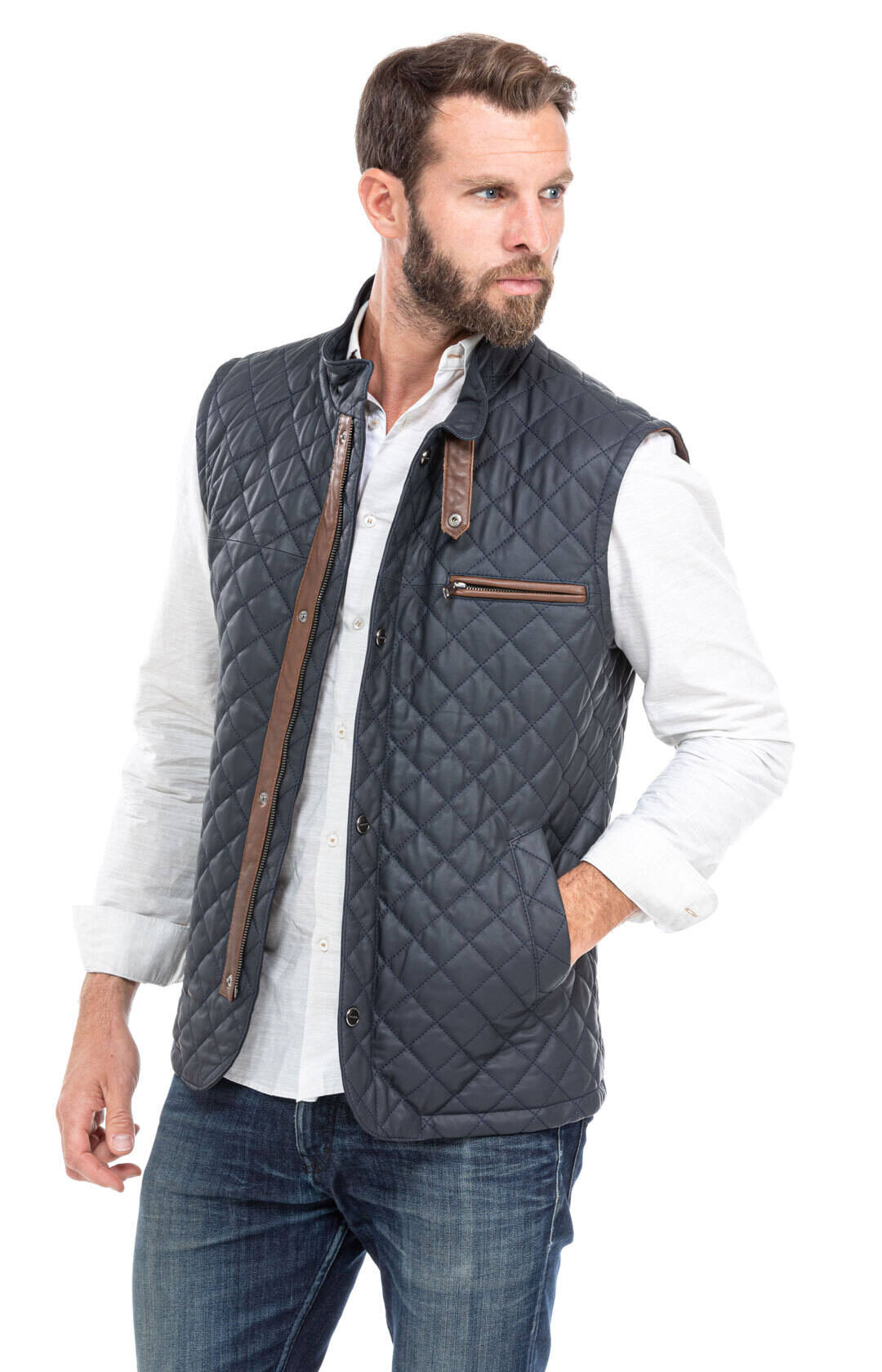 gilet cuir homme bleu marine sans manches classique e08 (2)