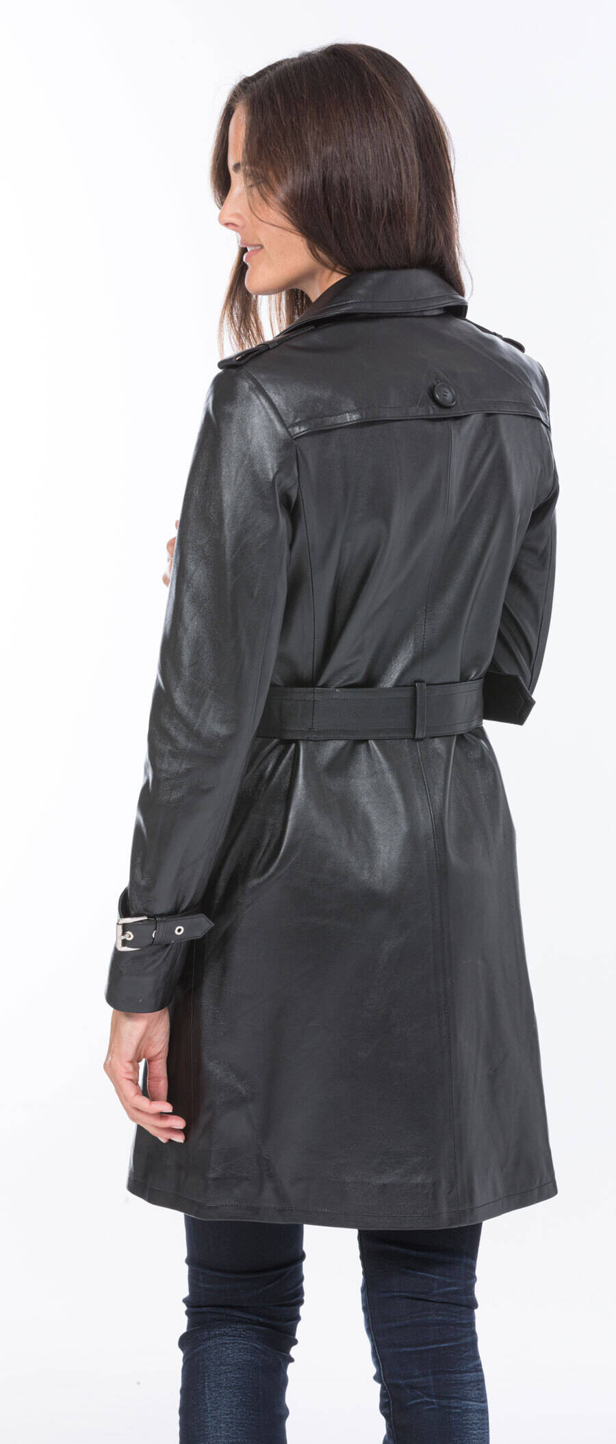 manteau cuir  femem agneau noir trench  (5)