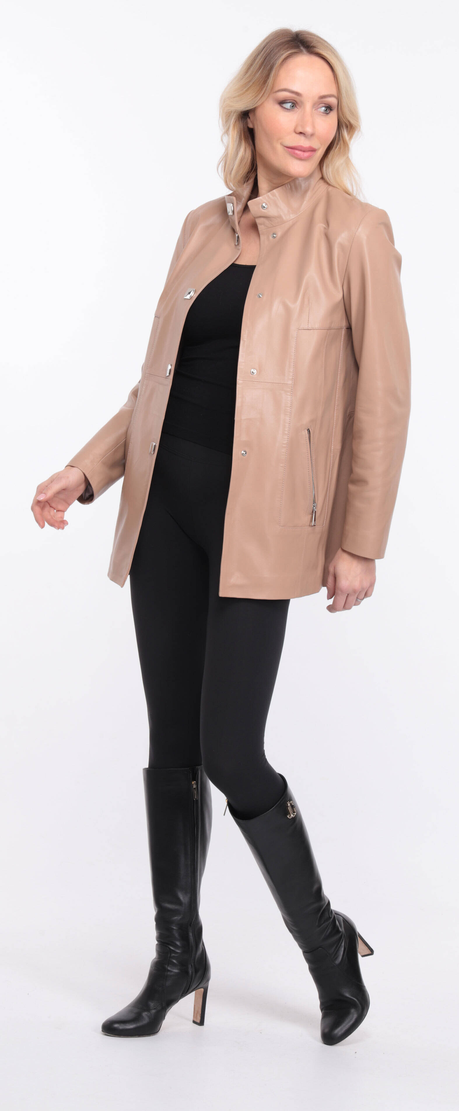 manteau cuir olivia beige  (16)