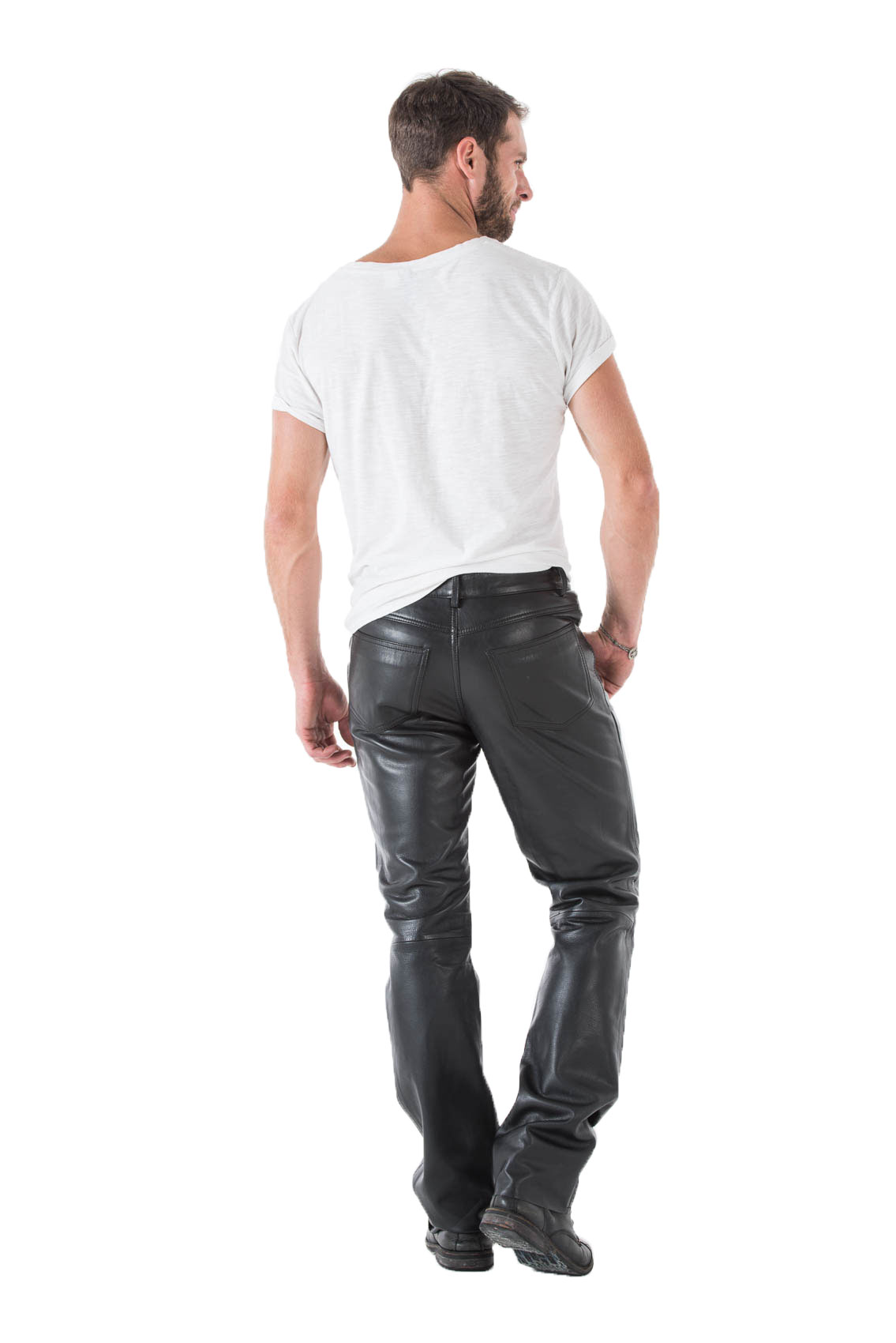 Pantaloni in pelle coated - Nero - UOMO