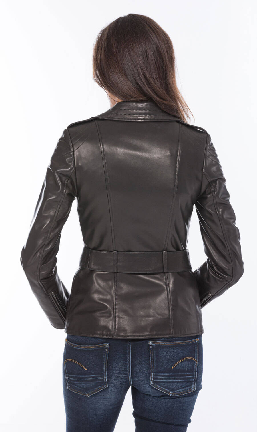 veste cuir femme agneau noir demi longueur esprit perf (3)