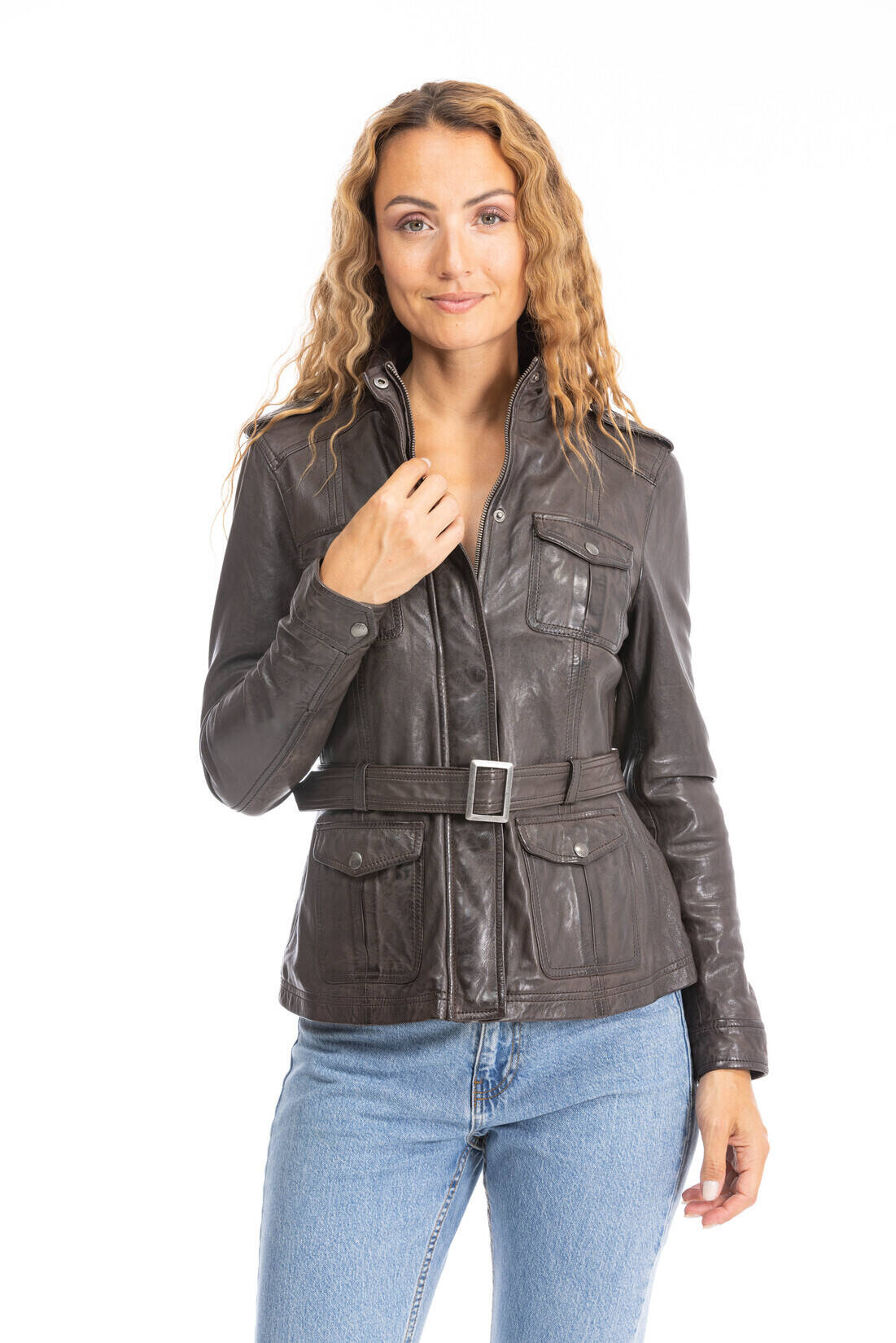 veste cuir femme marron 101965 (1)