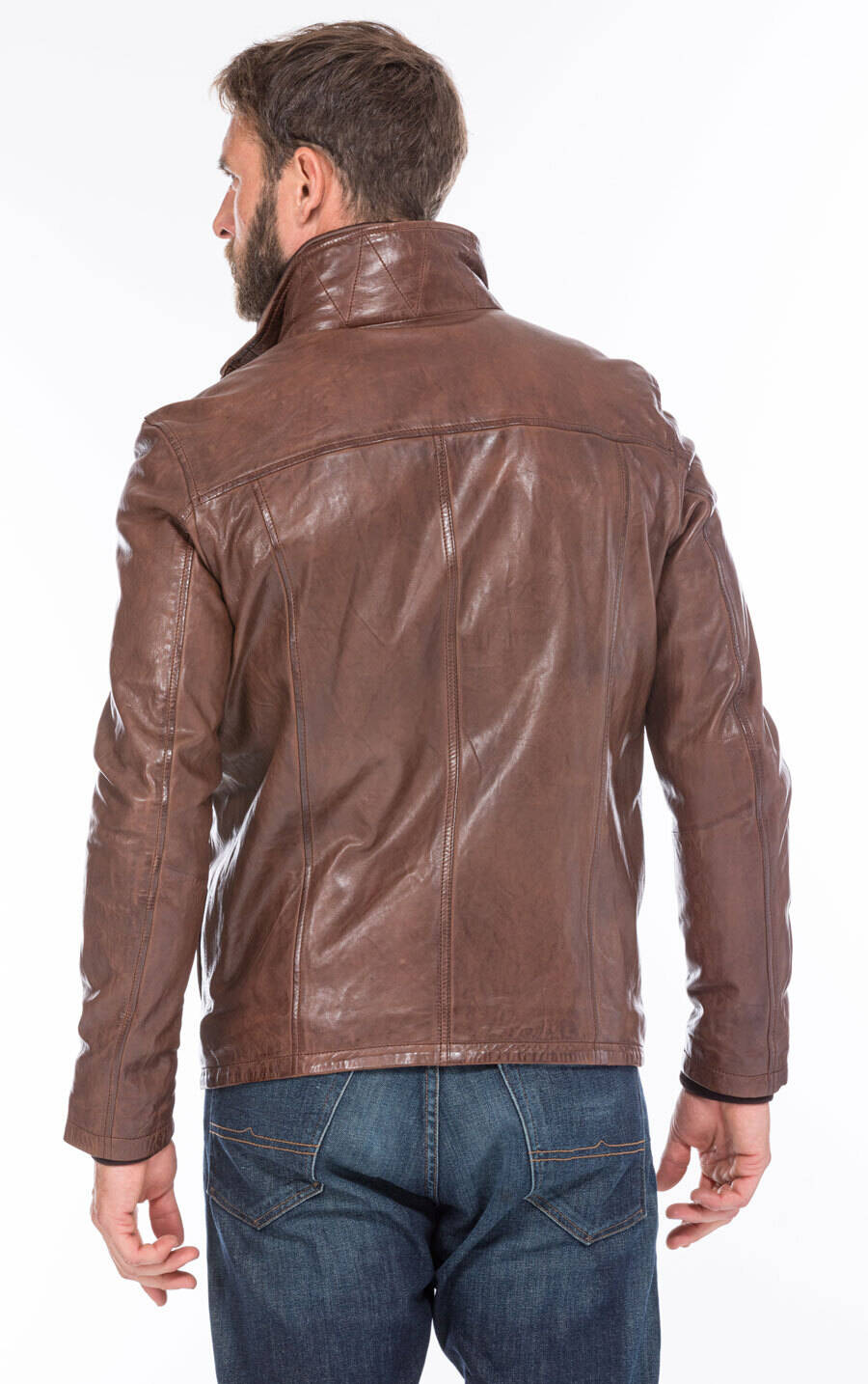 veste cuir homme demi longueur tendance 101455 bison (7)