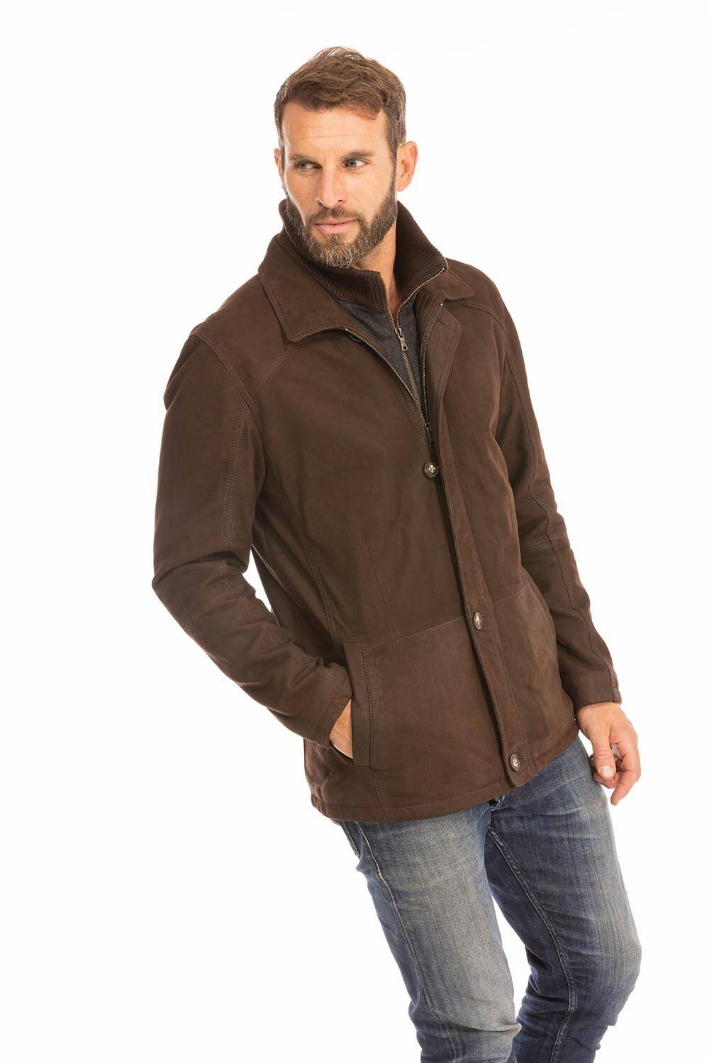 Veste cuir homme marron timber paris (3)