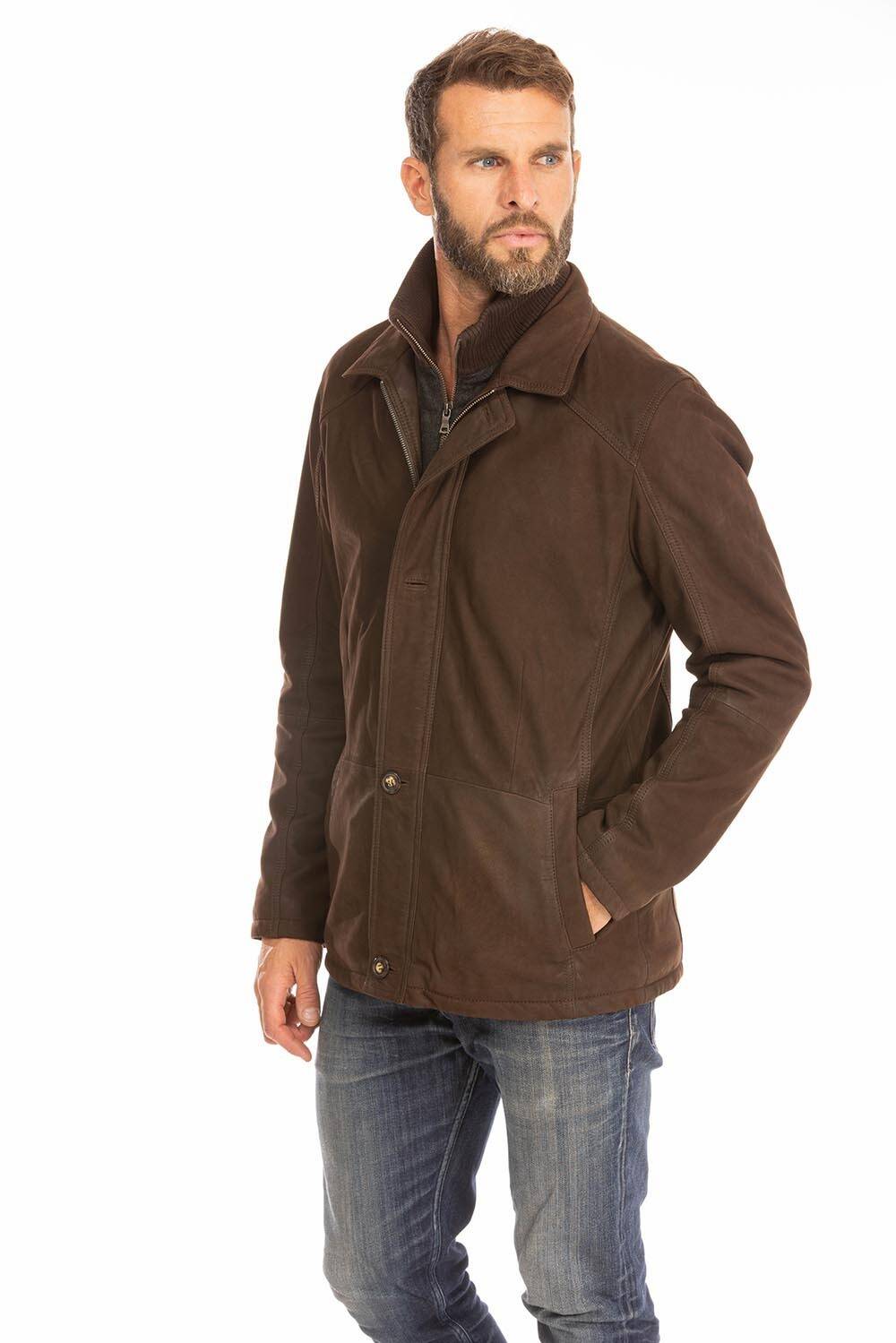 Veste cuir homme marron timber paris (4)