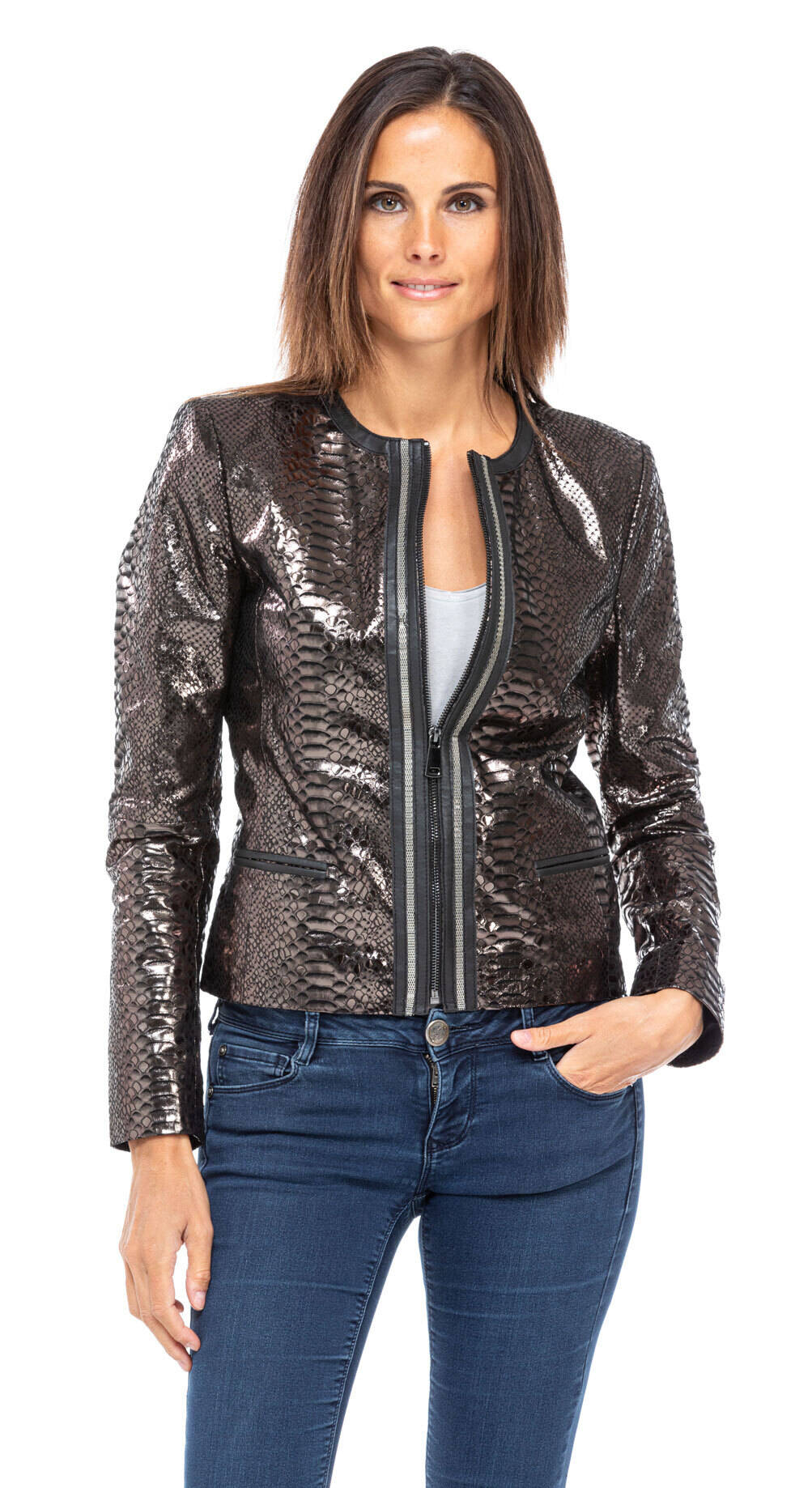 veste curi femme style spencer teodora sans col aspect serpent (1)