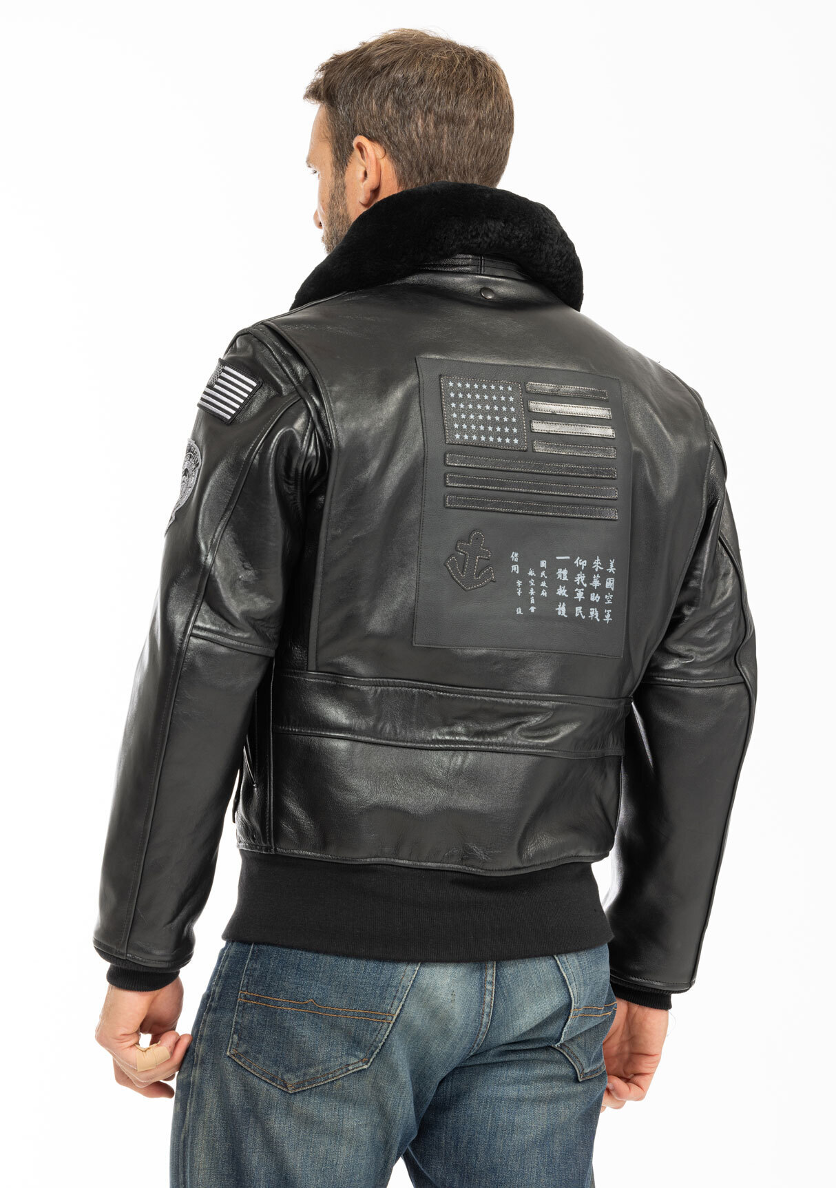 blouson cuir homme Cockpit Usa aviateur Z21W106-NOIR-3671